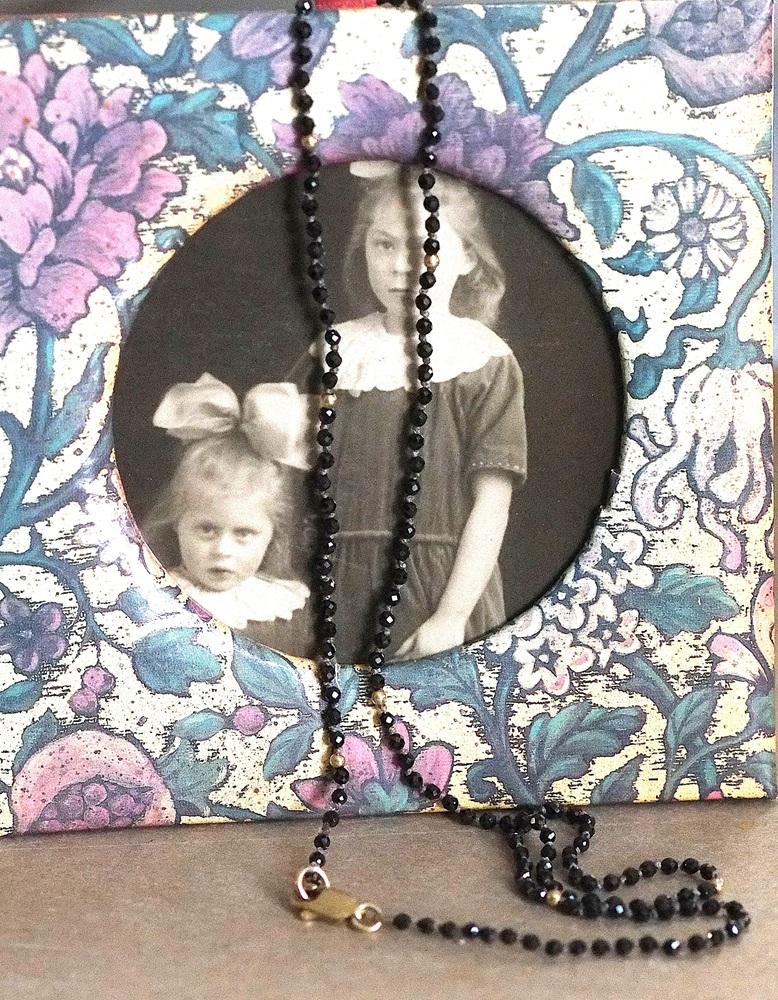 Ketting met hele kleine zwarte obsidiaan kraaltjes - Afbeelding 6