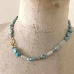 kralen ketting geknoopt met turquoise
